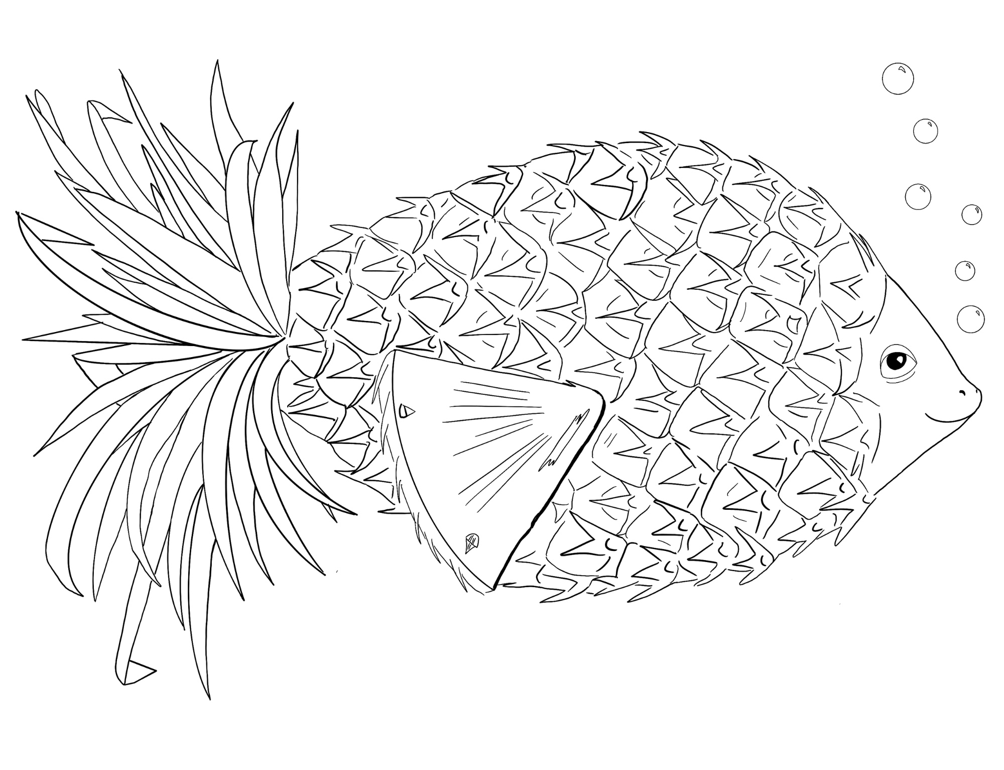 Tropical Fish Line Drawing